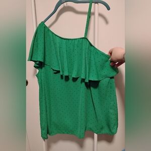 Torrid Green Ruffle One-Shoulder Blouse